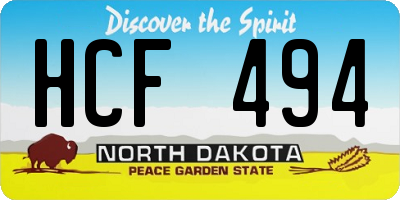 ND license plate HCF494