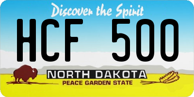 ND license plate HCF500