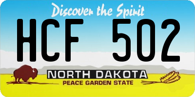 ND license plate HCF502