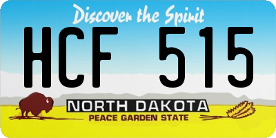 ND license plate HCF515