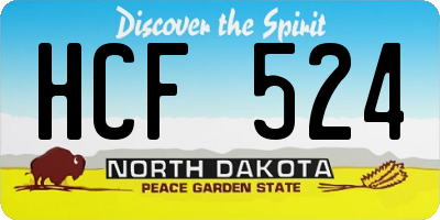 ND license plate HCF524