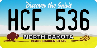 ND license plate HCF536