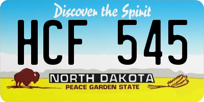 ND license plate HCF545