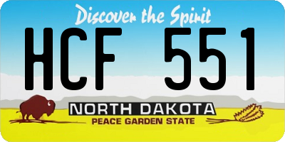 ND license plate HCF551