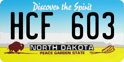 ND license plate HCF603