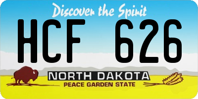 ND license plate HCF626