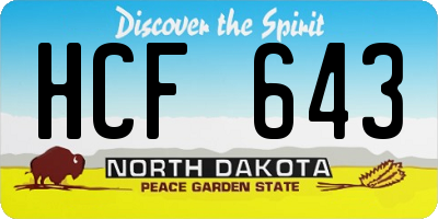 ND license plate HCF643