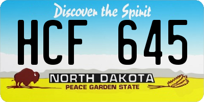 ND license plate HCF645