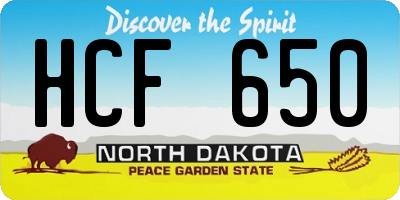 ND license plate HCF650