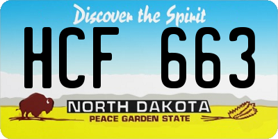 ND license plate HCF663