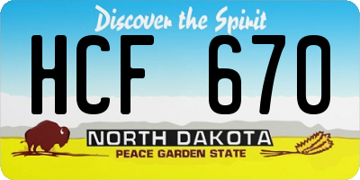 ND license plate HCF670