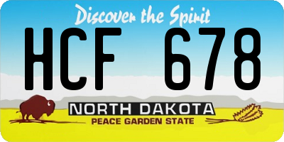 ND license plate HCF678