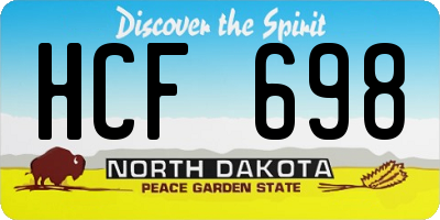 ND license plate HCF698