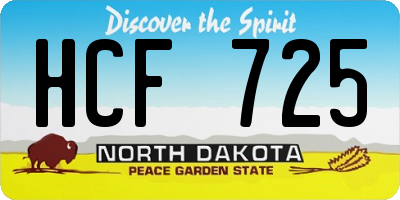 ND license plate HCF725