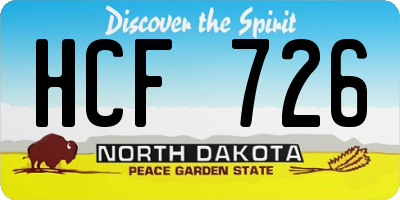 ND license plate HCF726