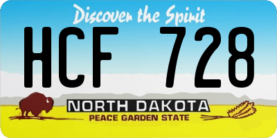 ND license plate HCF728