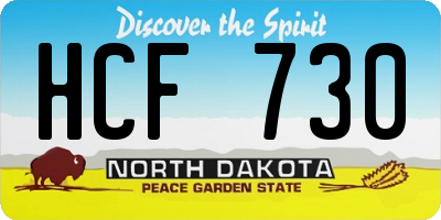 ND license plate HCF730