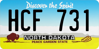 ND license plate HCF731