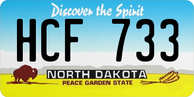 ND license plate HCF733