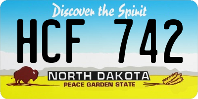 ND license plate HCF742