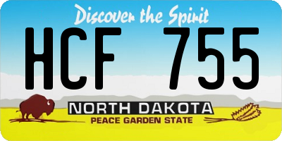 ND license plate HCF755