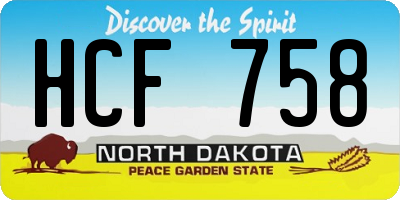 ND license plate HCF758