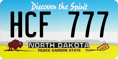 ND license plate HCF777