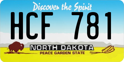 ND license plate HCF781