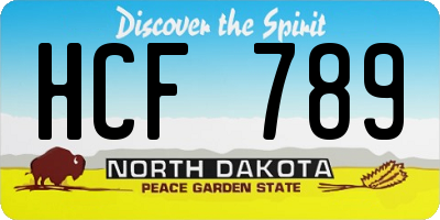 ND license plate HCF789