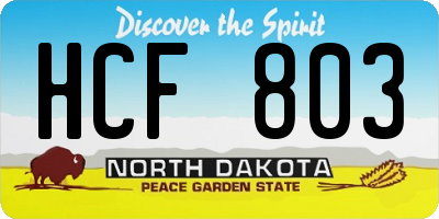 ND license plate HCF803