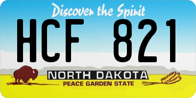 ND license plate HCF821