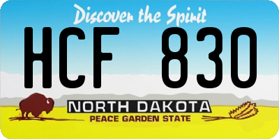 ND license plate HCF830