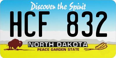 ND license plate HCF832