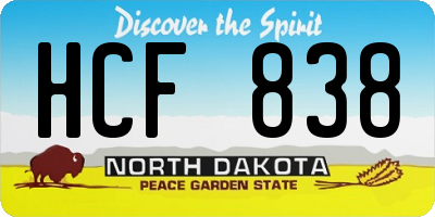 ND license plate HCF838