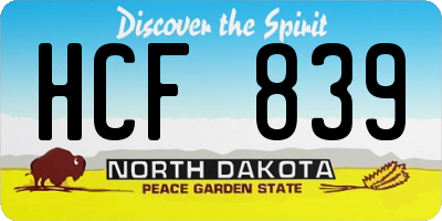 ND license plate HCF839