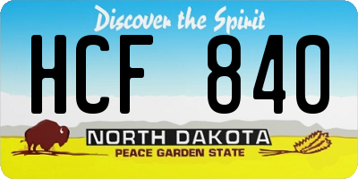 ND license plate HCF840