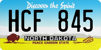 ND license plate HCF845