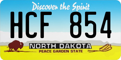 ND license plate HCF854