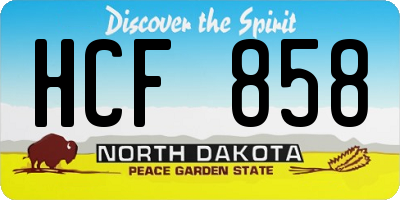 ND license plate HCF858