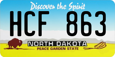 ND license plate HCF863