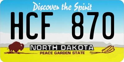 ND license plate HCF870