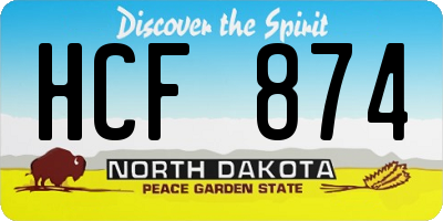 ND license plate HCF874