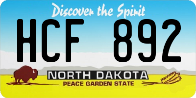 ND license plate HCF892