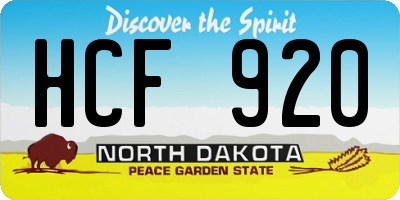 ND license plate HCF920