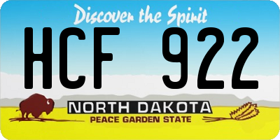 ND license plate HCF922