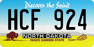 ND license plate HCF924