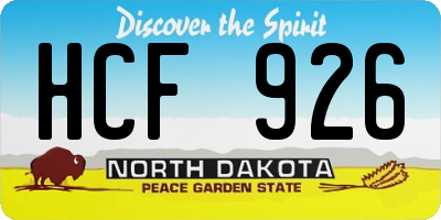 ND license plate HCF926