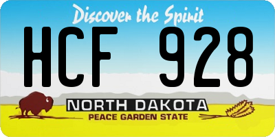 ND license plate HCF928
