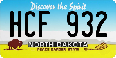 ND license plate HCF932