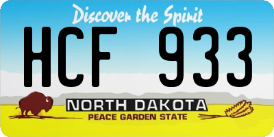 ND license plate HCF933